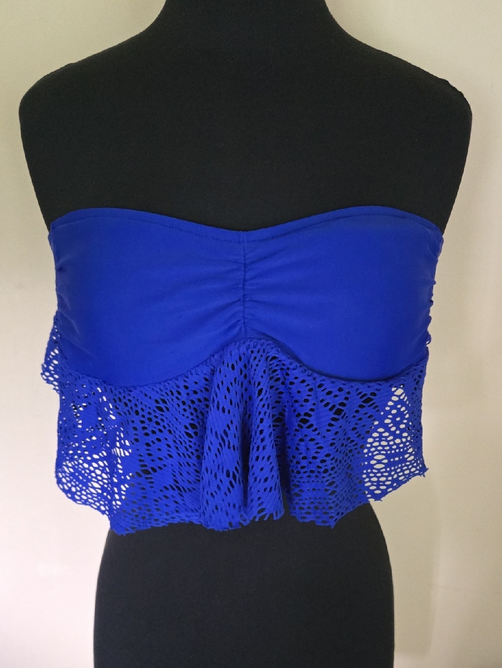 American Eagle Outfitters 2013 Royal Blue Lace-Trim Bandeau BikiniTop